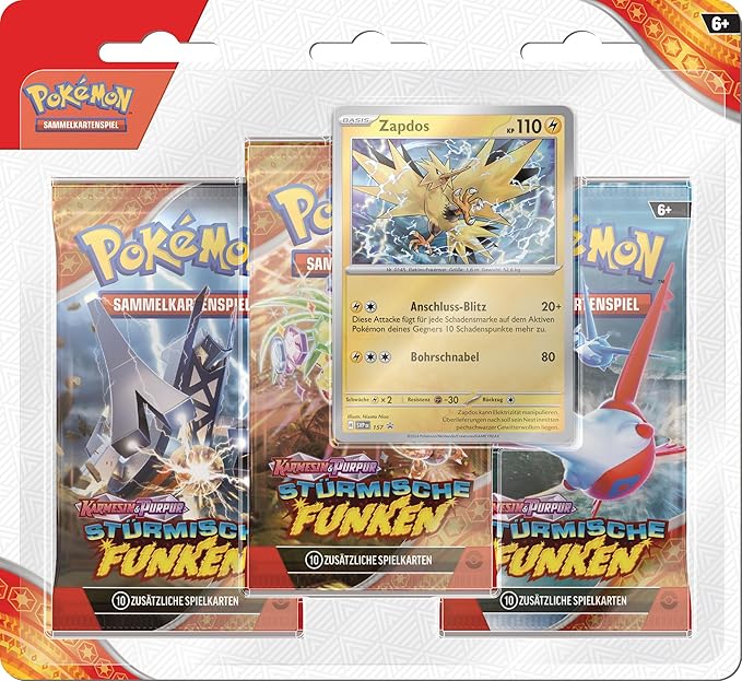 Karmesin & Purpur Stürmische Funken Zapdos 3-Pack Blister DE