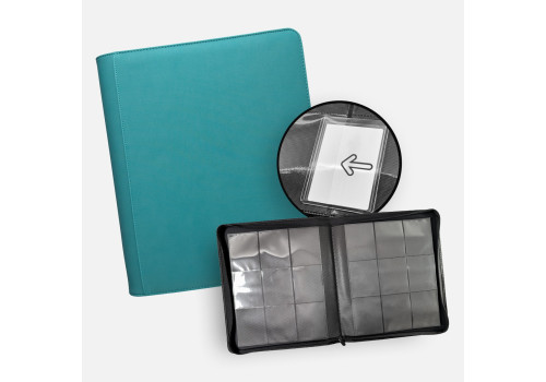 9-Pocket Toploader Xenon Binder Turquoise TCG Guru