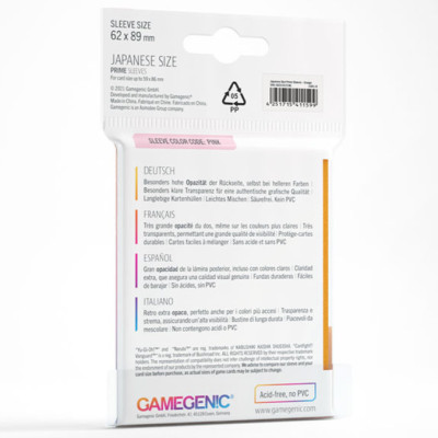 PRIME Japanese Sized Sleeves Orange (60 Sleeves) Gamegenic